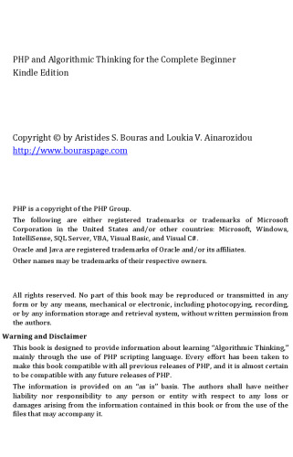 PHP and Algorithmic Thinking for the Complete Beginner: Learn to Think Like a Programmer