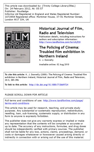 The Policing of Cinema: Troubled Film Exhibition in Northern Ireland [article]