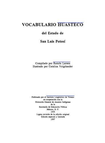 VOCABULARIO HUASTECO del Estado de San Luis Potosí