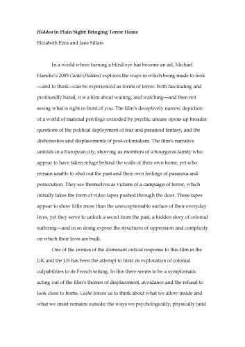 Hidden in Plain Sight: Bringing Terror Home