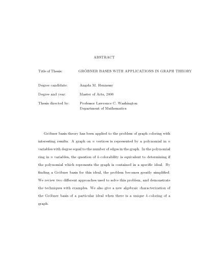 Gröbner bases with applications in graph theory [Master thesis]