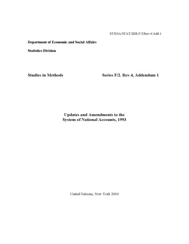 Updates and amendments to the system of national accounts 1993