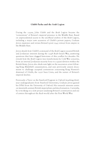 Glubb Pasha and the Arab Legion: Britain, Jordan and the End of Empire in the Middle East