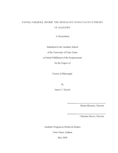 Favole, parabole, istorie: The genealogy of Boccaccio’s theory of allegory