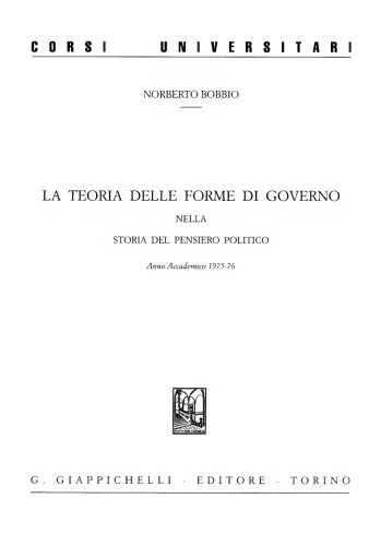 La teoria delle forme di governo nella storia del pensiero politico