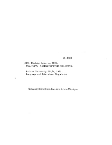 Usarufa : a descriptive grammar