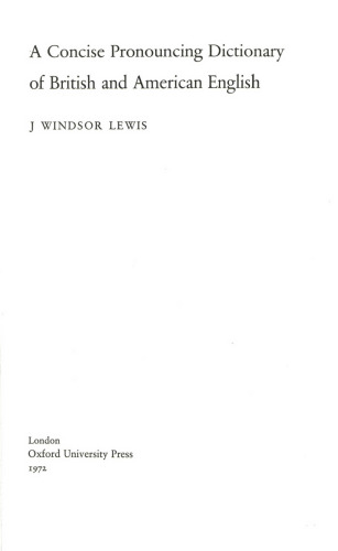 A Concise Pronouncing Dictionary of British and American English