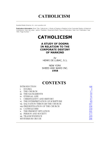 Catholicism: Christ and the Common Destiny of Man