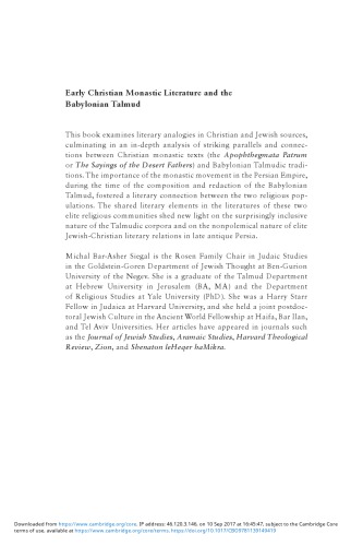 Early Christian Monastic Literature and the Babylonian Talmud