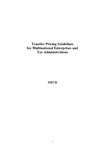Transfer Pricing Guidelines for Multinational Enterprises and Tax Administrations 2001 : Travel version