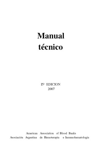 Hemoterapia. Manual Técnico