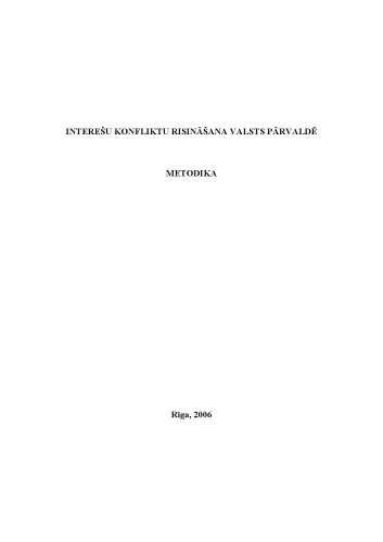 Managing Conflict of Interest in the Public Sector : a Toolkit.