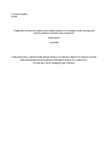 Écoloc - Gérer l’économie localement en Afrique - Evaluation et prospective / Suites Comprendre les liens entre milieu rural et milieu urbain et les économies rurales non agricoles pour la croissance et la lutte contre la pauvreté.