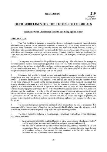 OECD Guidelines for the Testing of Chemicals