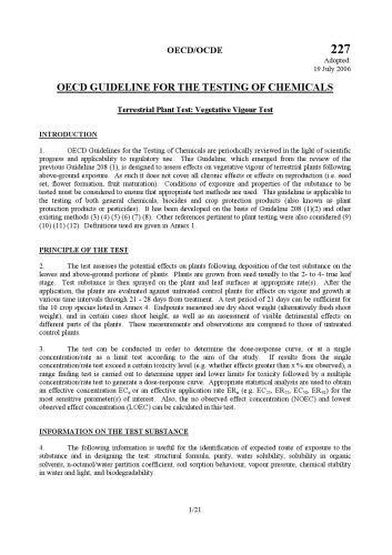 Test No. 227: Terrestrial Plant Test: Vegetative Vigour Test