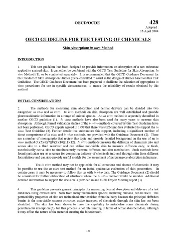 Test No. 428: Skin Absorption: In Vitro Method