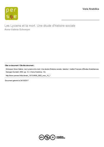Les Lyciens et la mort : une étude d’histoire sociale