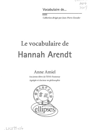 Le vocabulaire de Hannah Arendt