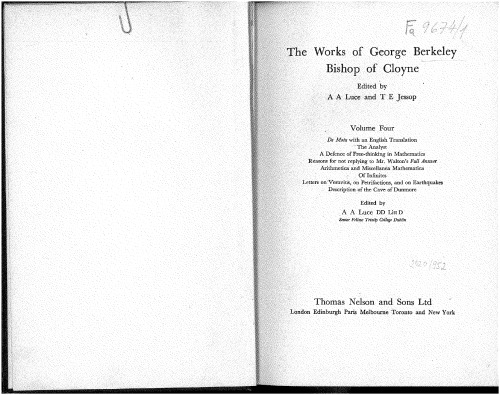The works of George Berkeley, Bishop of Cloyne