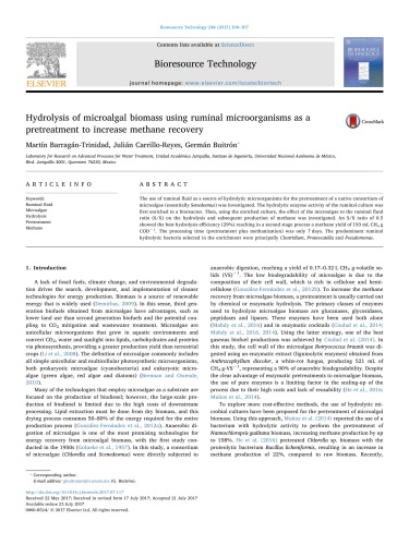 Hydrolysis of microalgal biomass using ruminal microorganisms as a pretreatment to increase methane recovery [article]