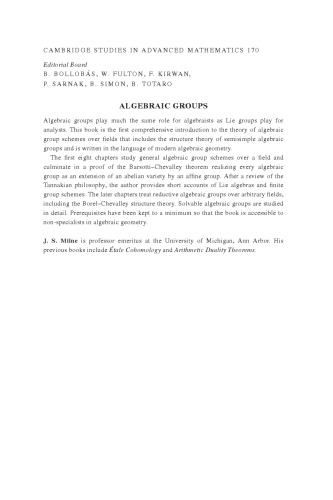 Algebraic Groups: The Theory of Group Schemes of Finite Type over a Field