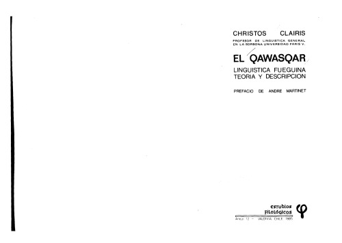 El qawasqar : lingüística fueguina, teoría y descripción
