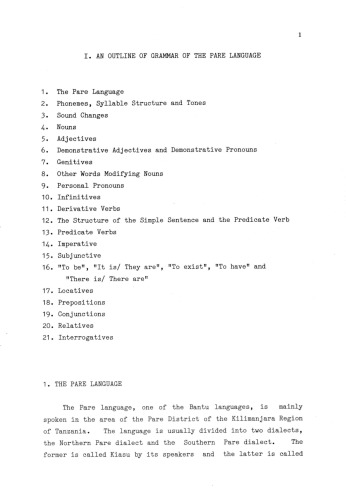 A Classified Vocabulary of the Pare Language