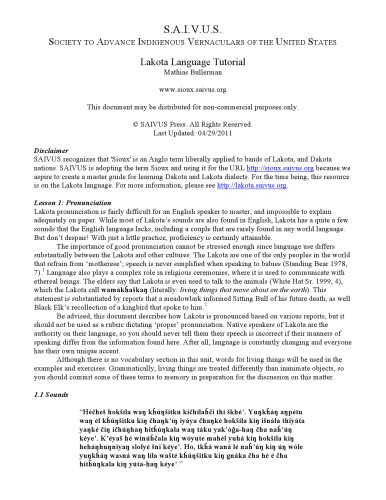 Lakota Language Tutorial