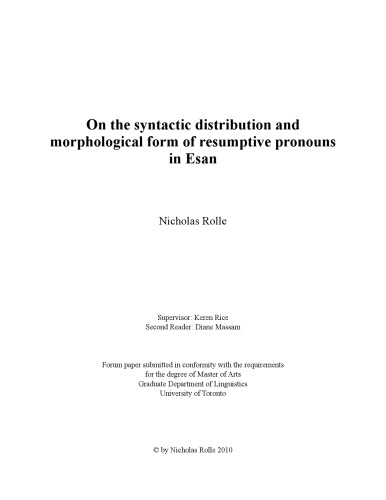 On the syntactic distribution and morphological form of resumptive pronouns in Esan