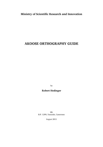 Akoose Orthography Guide