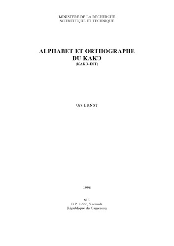 Alphabet et orthographe du Kakɔ (Kakɔ-est)