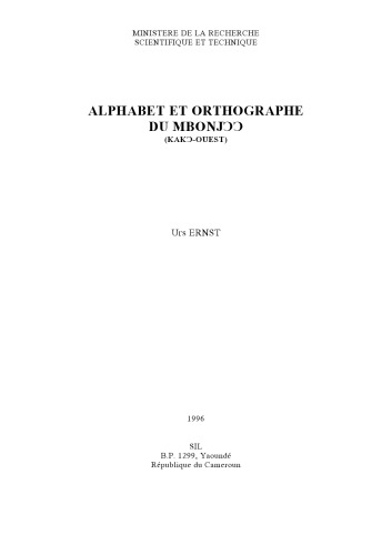 Alphabet et orthographe du Mbonjɔɔ (Kakɔ-ouest)