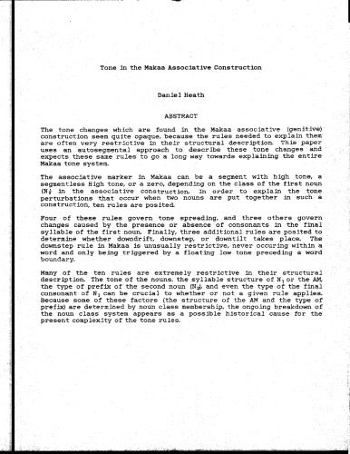 Tone in the Makaa Associative Construction