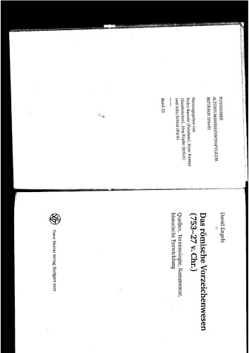 Das römische Vorzeichenwesen (753-27 v. Chr.): Quellen, Terminologie, Kommentar, historische Entwicklung