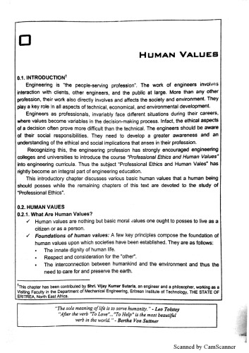 Professional ethics And Human values in Engineering