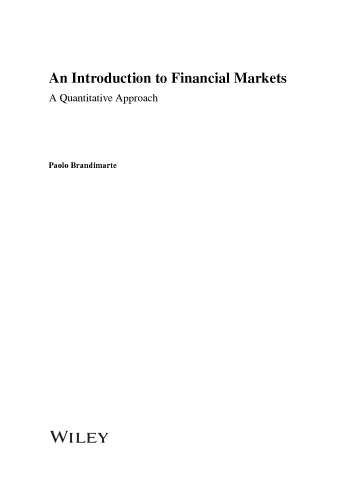 An Introduction to Financial Markets. A Quantitative Approach