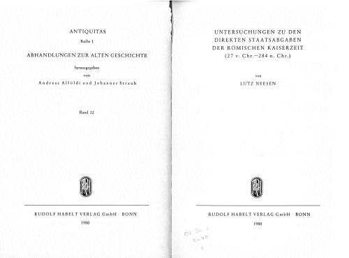 Untersuchungen zu den direkten Staatsabgaben der römischen Kaiserzeit (27 v. Chr. - 284 n. Chr.)
