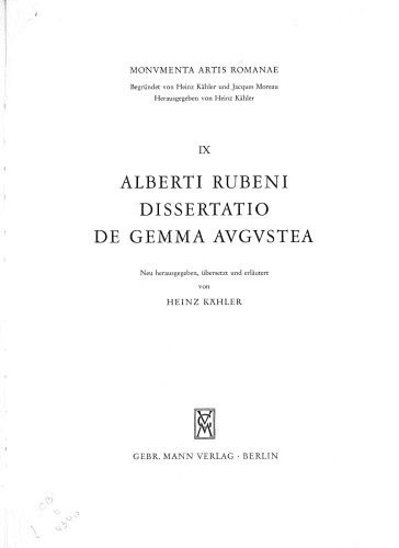 Alberti Rubeni Dissertatio de Gemma Augustea