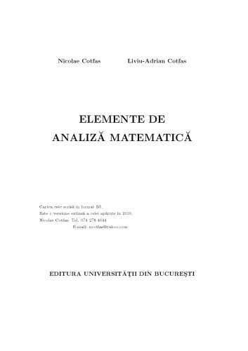 Elemente de Analiza Mathematica