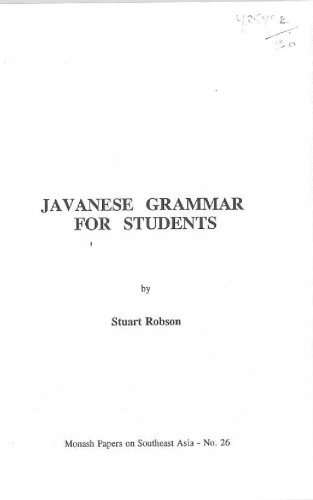 Javanese Grammar for Students