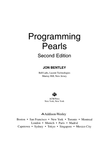 Programming Pearls (2nd Edition)