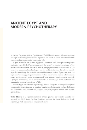 Ancient Egypt and Modern Psychotherapy: Sacred Science and the Search for Soul