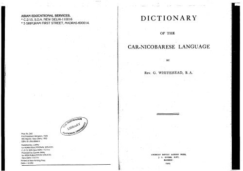 Dictionary of the Car-Nicobarese language