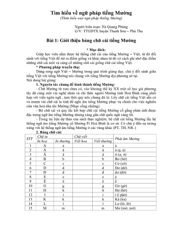 Tìm hiểu về ngữ pháp tiếng Mường (Thim hiếu wuê ngử pháp thiểng Mường)