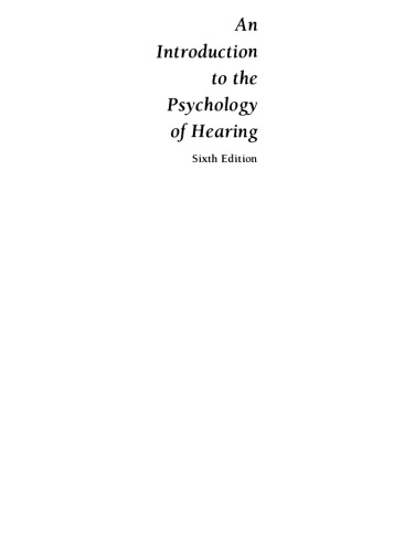 An Introduction to the Psychology of Hearing