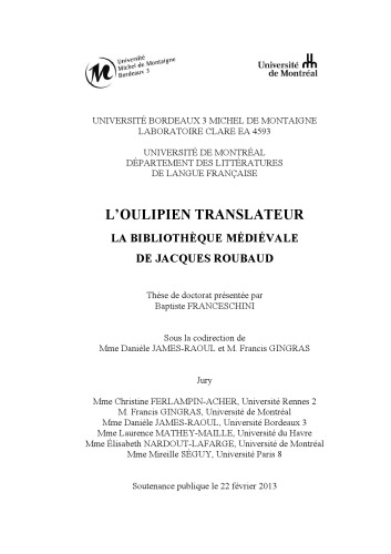 L’oulipien translateur: La bibliothèque médiévale de Jacques Roubaud
