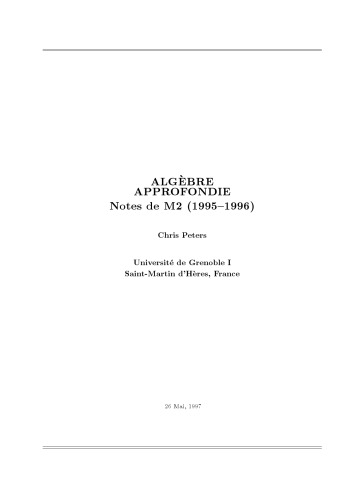 Algèbre profondie: Notes de M2 [lecture notes]