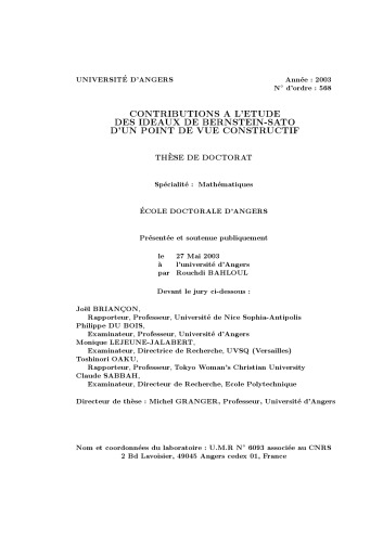 Contributions à l’étude des idéaux de Bernstein-Sato d’un point de vue constructif [PhD thesis]