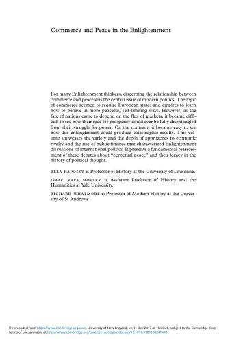 Commerce and peace in the Enlightenment