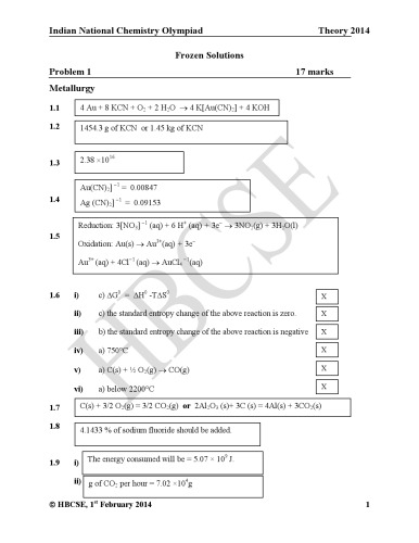 INChO 2014 Chemistry Solution from India Indian National Chemistry Olympiad